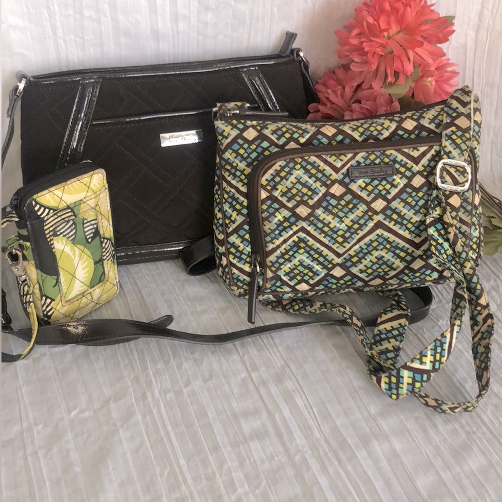 VERA BRADLEY Expresso shoulder bag La Neon Rose wristlet Rain Forest crossbody